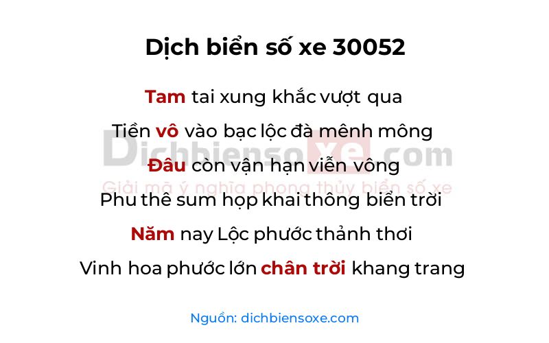 Dịch thơ biển số 30052