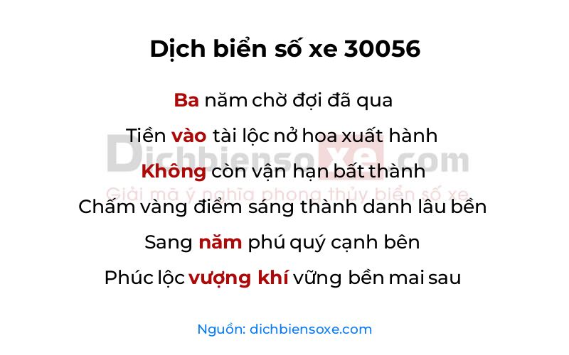 Dịch thơ biển số 30056