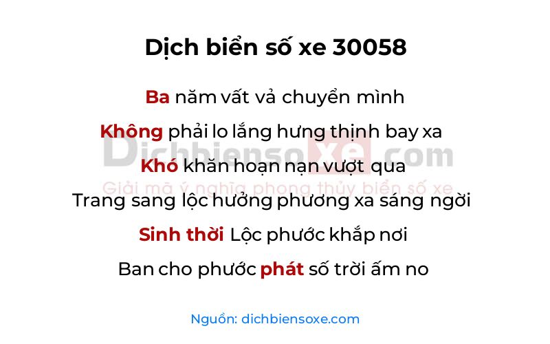 Dịch thơ biển số 30058