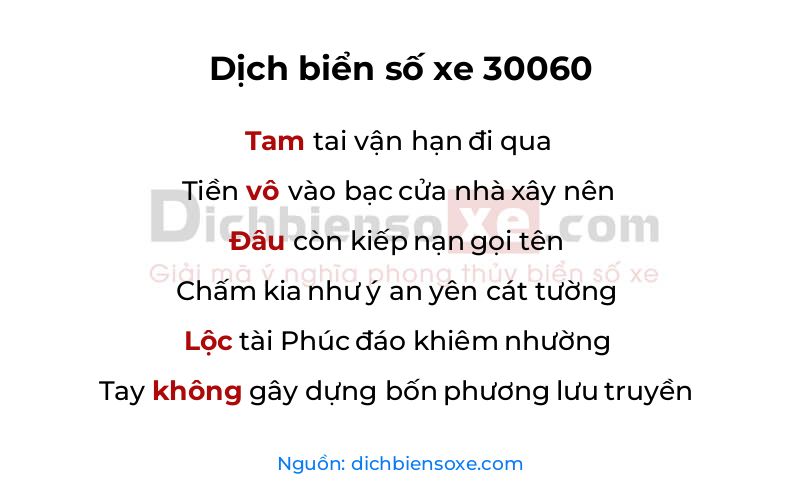 Dịch thơ biển số 30060
