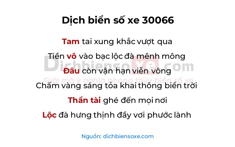 Dịch thơ biển số 30066