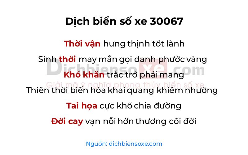 Dịch thơ biển số 30067