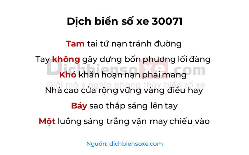 Dịch thơ biển số 30071