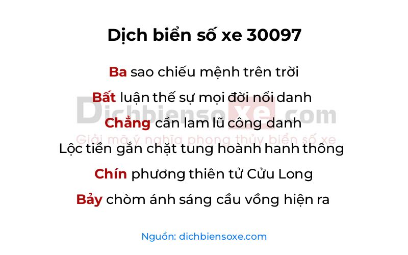 Dịch thơ biển số 30097
