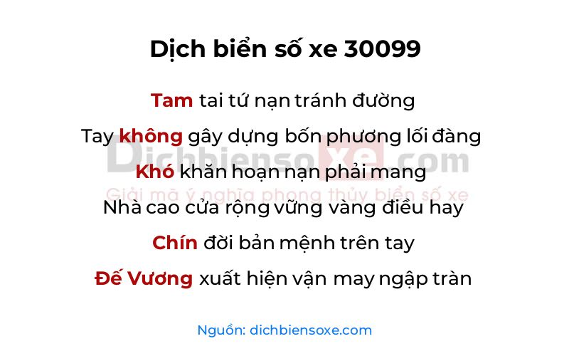 Dịch thơ biển số 30099