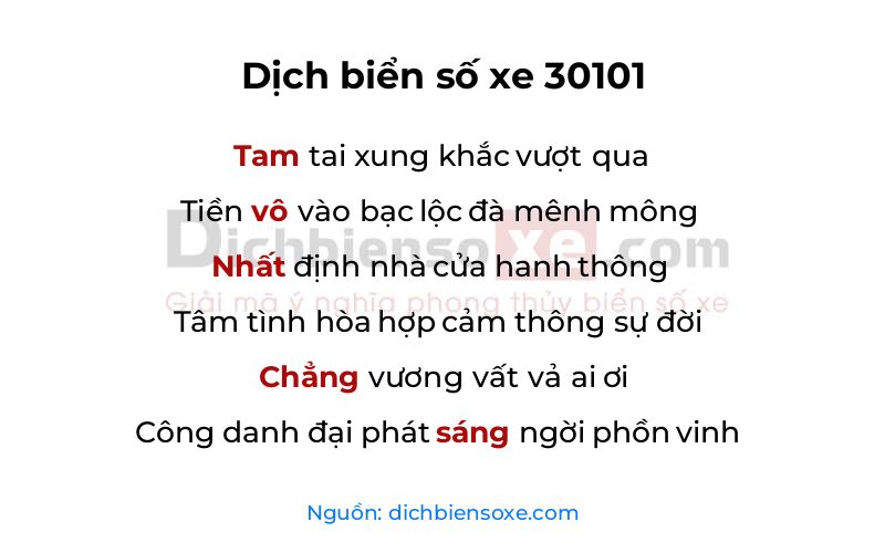 Dịch thơ biển số 30101