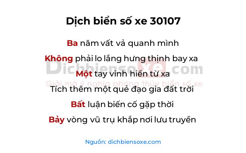 Dịch thơ biển số 30107