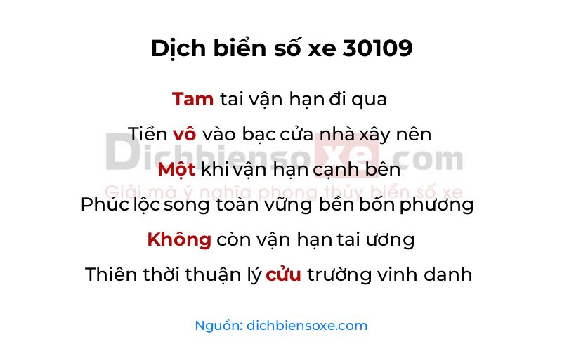 Dịch thơ biển số 30109