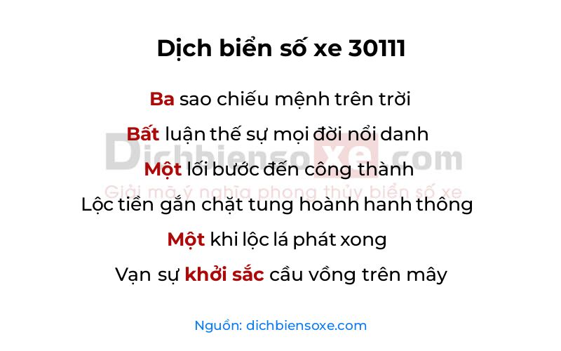 Dịch thơ biển số 30111