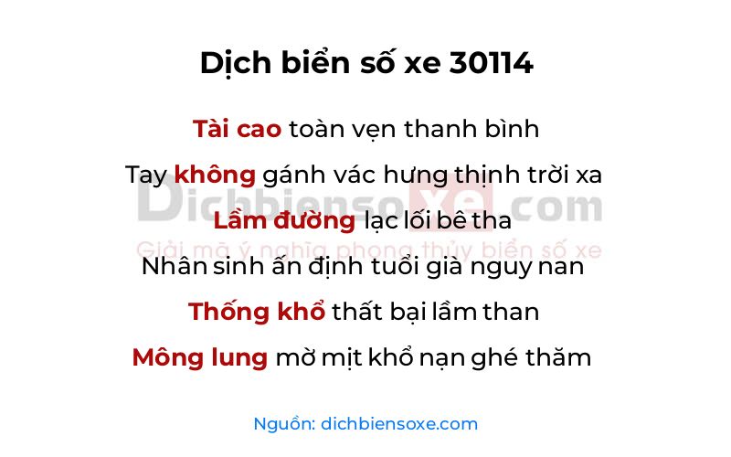 Dịch thơ biển số 30114