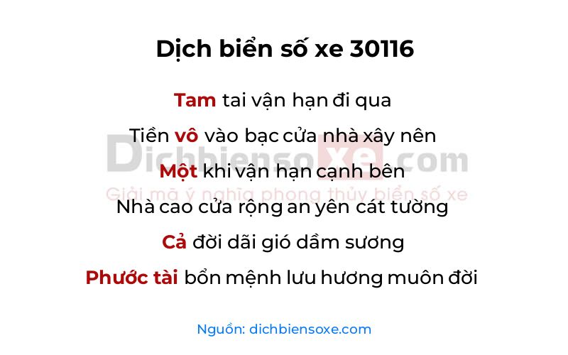 Dịch thơ biển số 30116