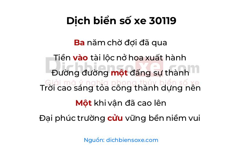 Dịch thơ biển số 30119