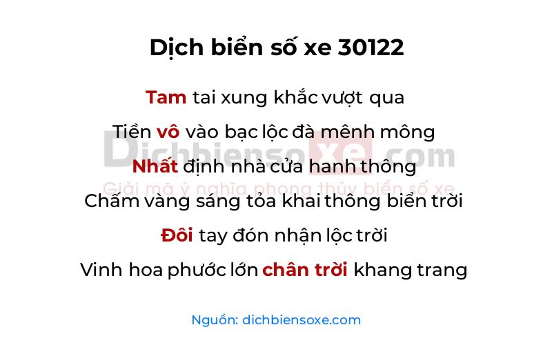 Dịch thơ biển số 30122
