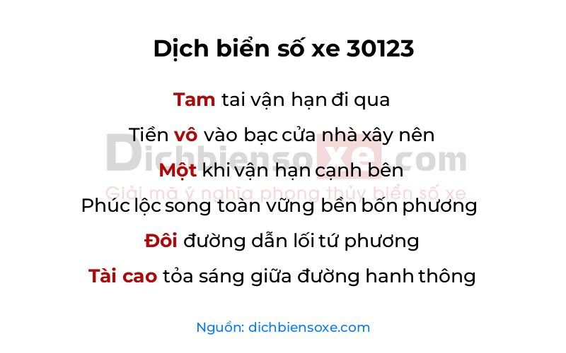 Dịch thơ biển số 30123