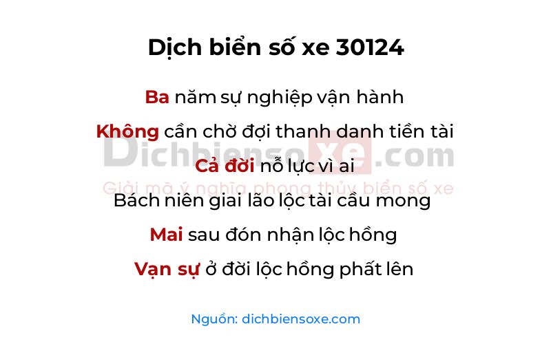 Dịch thơ biển số 30124