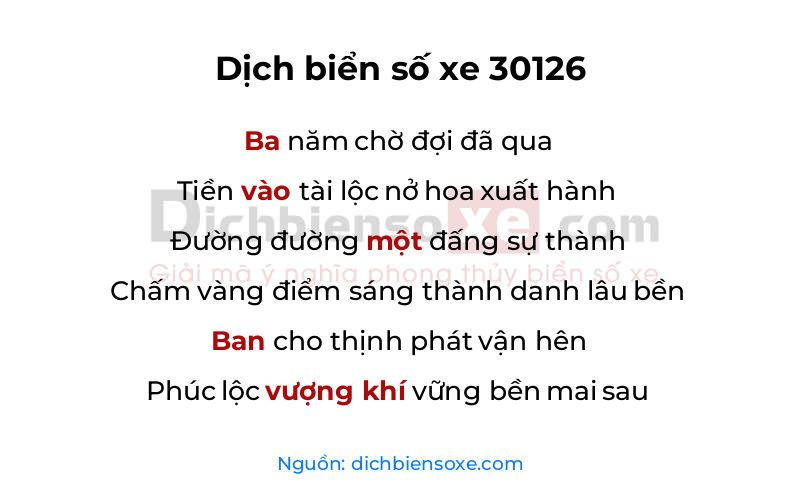 Dịch thơ biển số 30126