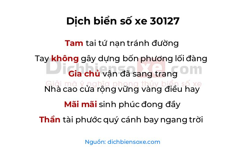 Dịch thơ biển số 30127