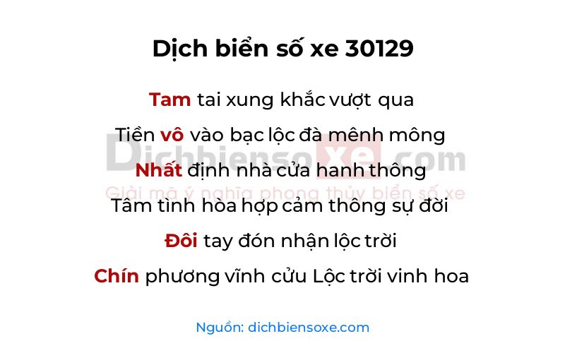 Dịch thơ biển số 30129