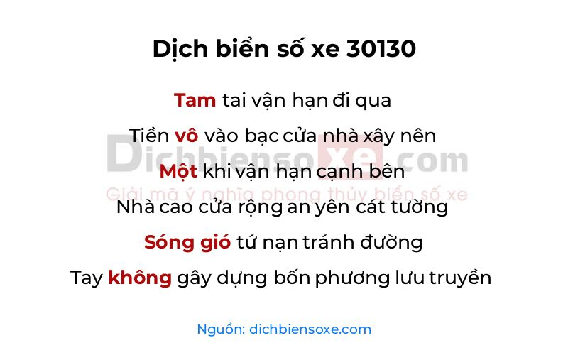 Dịch thơ biển số 30130