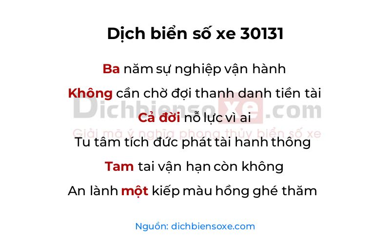 Dịch thơ biển số 30131