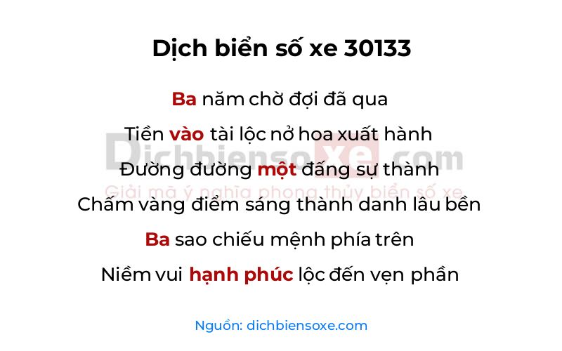 Dịch thơ biển số 30133
