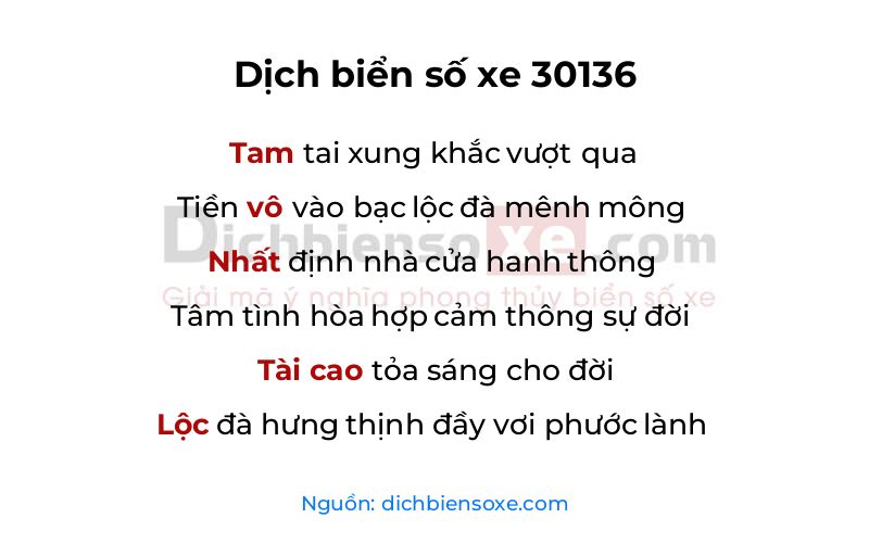 Dịch thơ biển số 30136