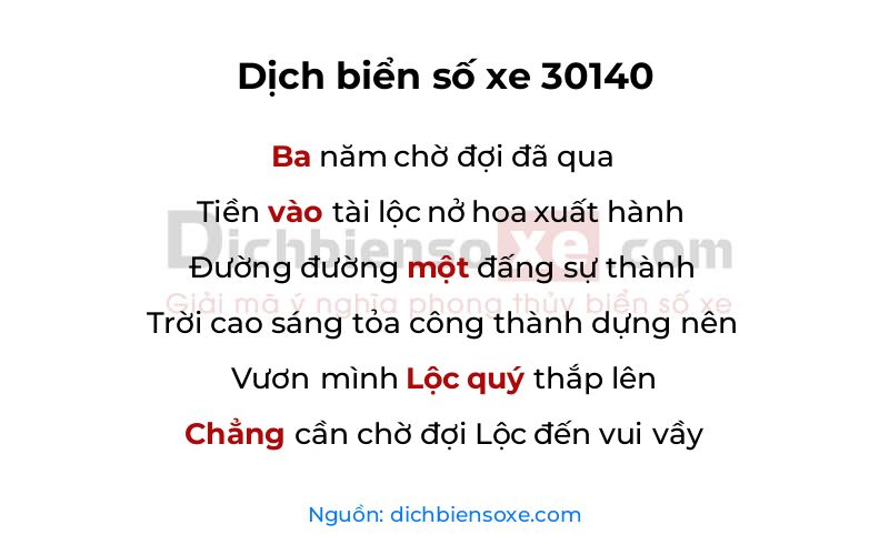 Dịch thơ biển số 30140