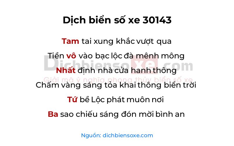 Dịch thơ biển số 30143
