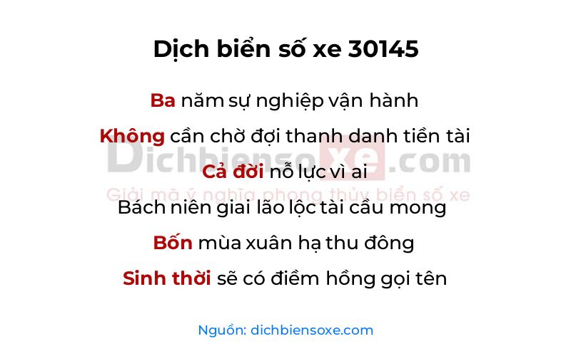 Dịch thơ biển số 30145
