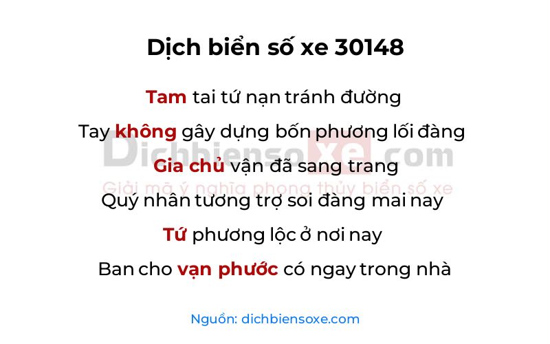 Dịch thơ biển số 30148