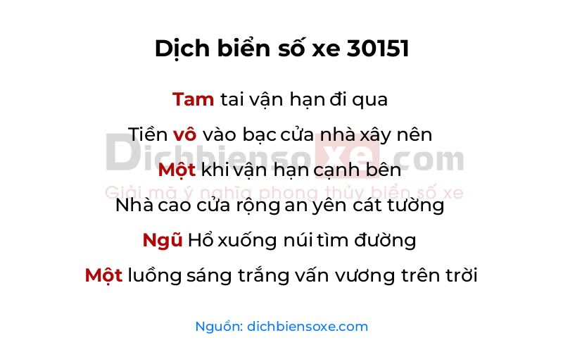 Dịch thơ biển số 30151