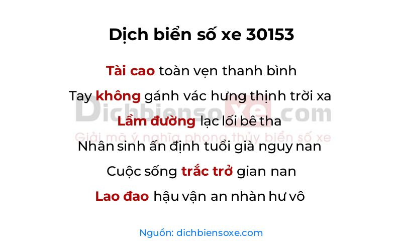 Dịch thơ biển số 30153