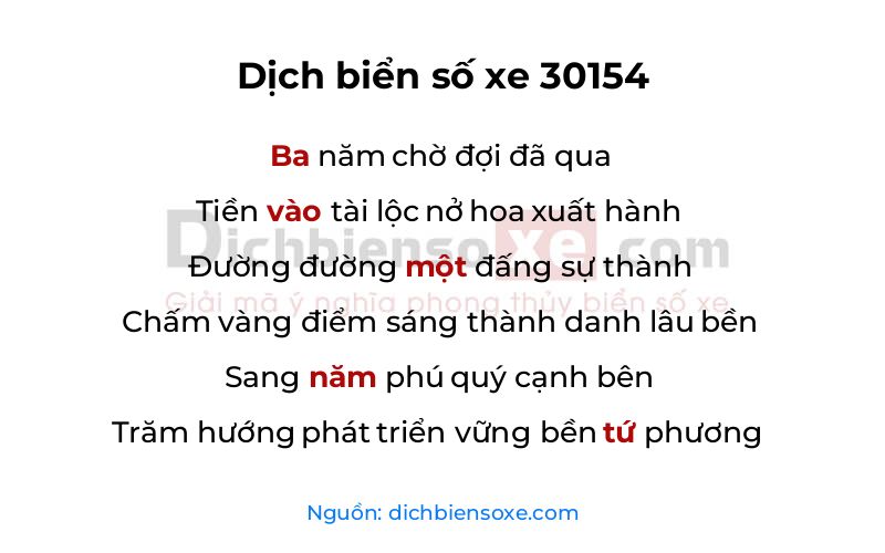 Dịch thơ biển số 30154