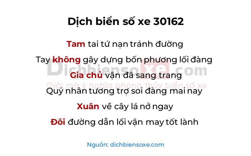 Dịch thơ biển số 30162