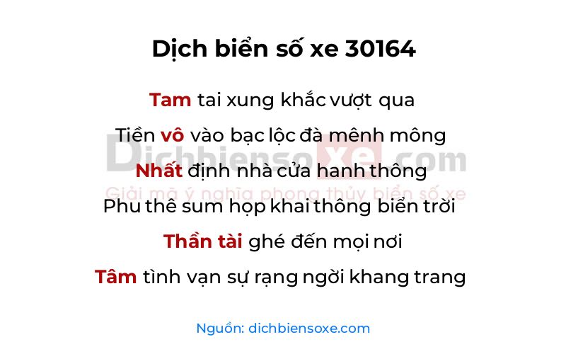 Dịch thơ biển số 30164