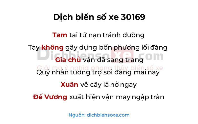 Dịch thơ biển số 30169