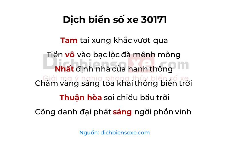 Dịch thơ biển số 30171