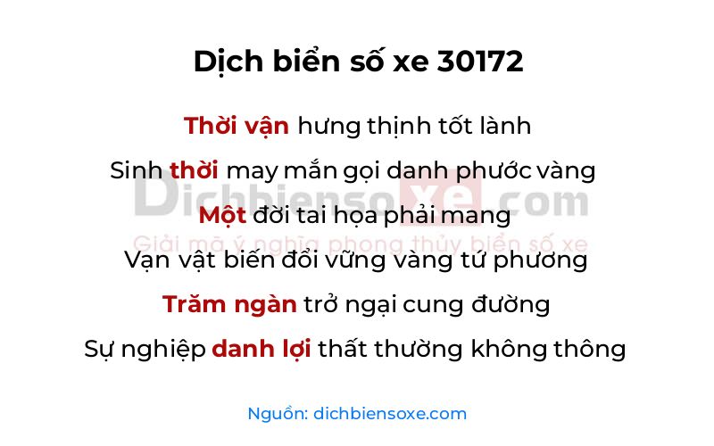 Dịch thơ biển số 30172