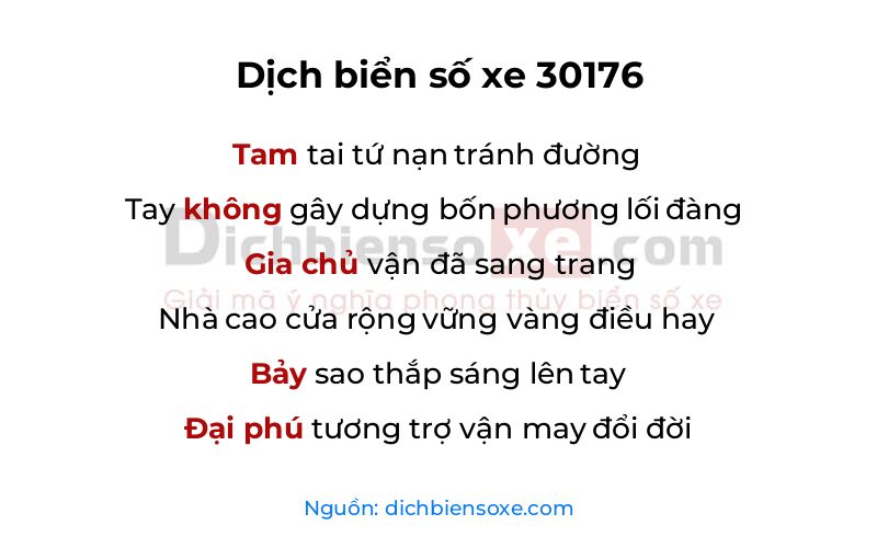 Dịch thơ biển số 30176