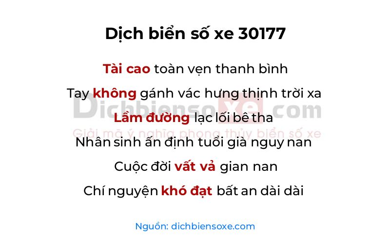 Dịch thơ biển số 30177