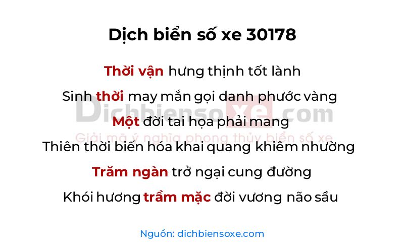 Dịch thơ biển số 30178