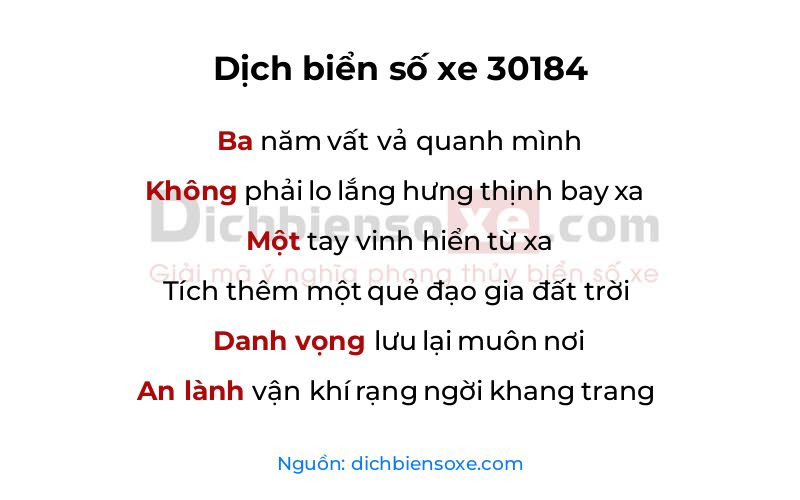 Dịch thơ biển số 30184