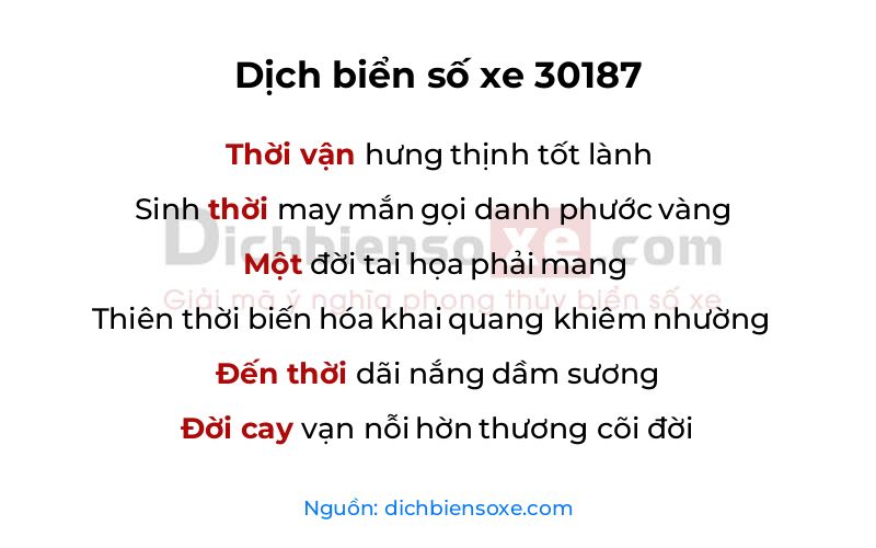 Dịch thơ biển số 30187
