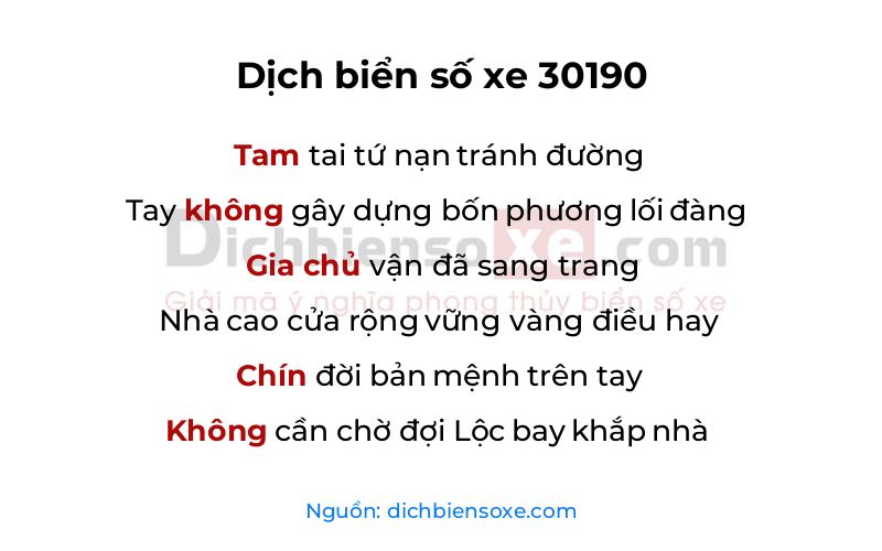 Dịch thơ biển số 30190