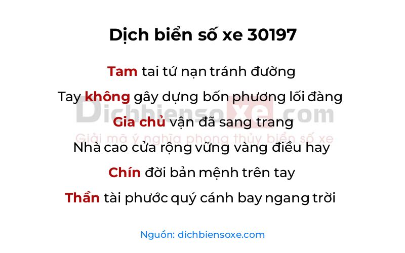 Dịch thơ biển số 30197