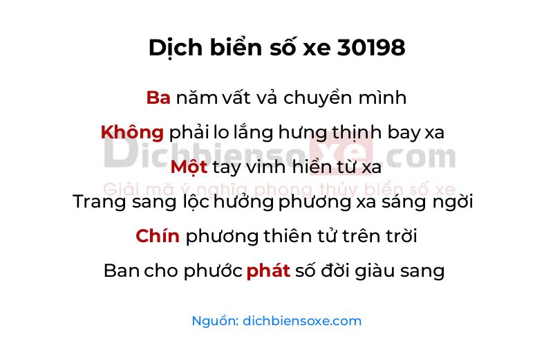 Dịch thơ biển số 30198