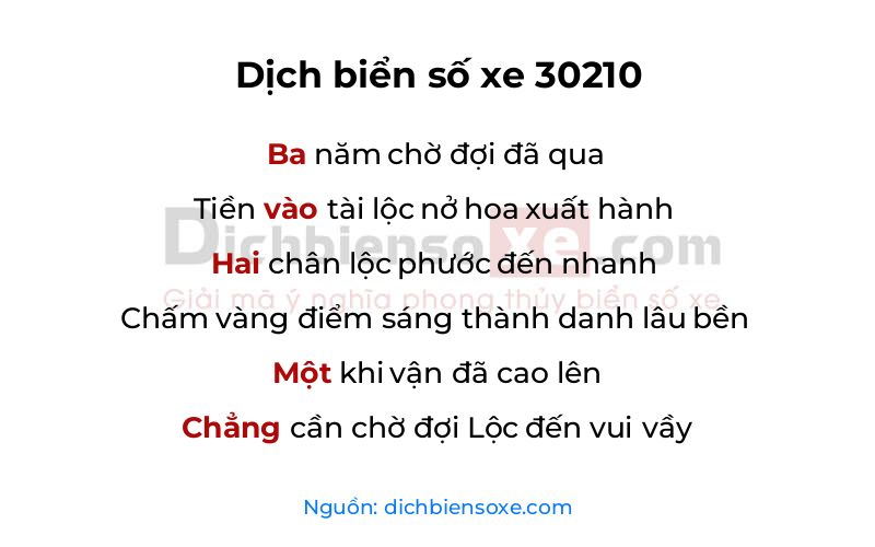 Dịch thơ biển số 30210