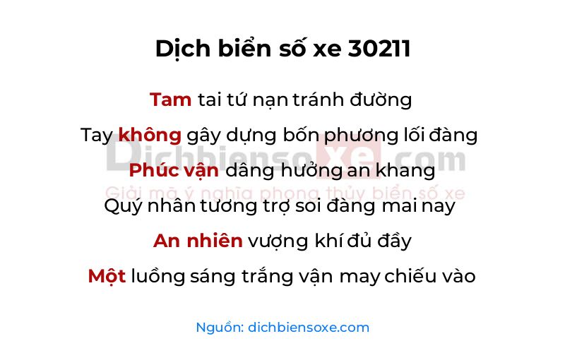 Dịch thơ biển số 30211