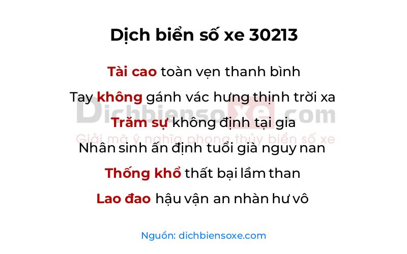Dịch thơ biển số 30213