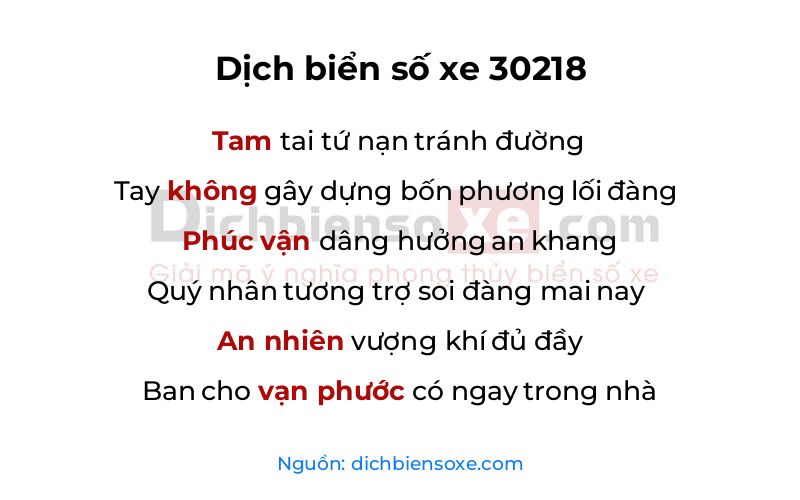 Dịch thơ biển số 30218